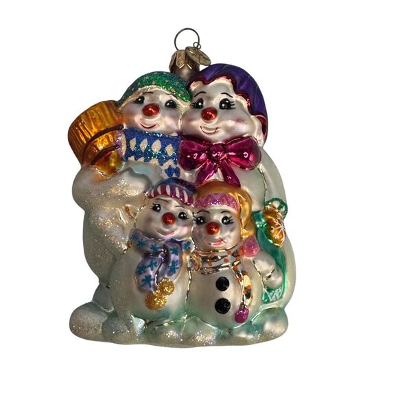 Christopher Radko Winter Portrait Snowman Family Ornament 2000 Retired 4 1/2" - Picture 1 of 6
